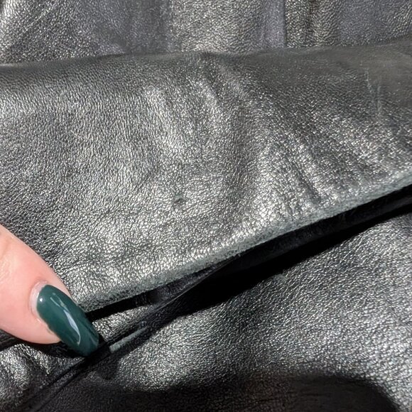 Vintage Holt Renfrew | Women's Pleated Leather Pants In Black - Picture 14 of 14